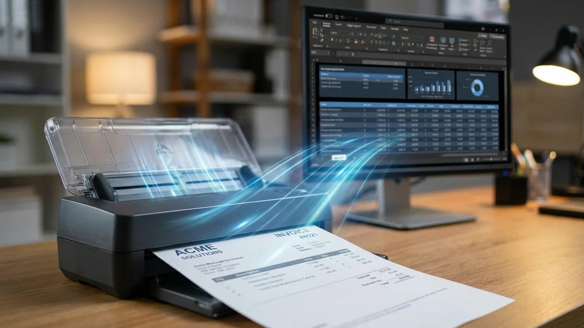 Facture numérisée avec extraction de données OCR et interface comptable automatisée